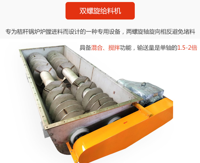 雙螺旋給料機采用雙軸設計，具備混合、攪拌功能。